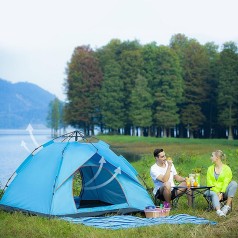 Lều tự bung cho 4 người đi cắm trại chống thấm chống UV (210cm x 200cm x 135cm) K104, XANH RÊU 